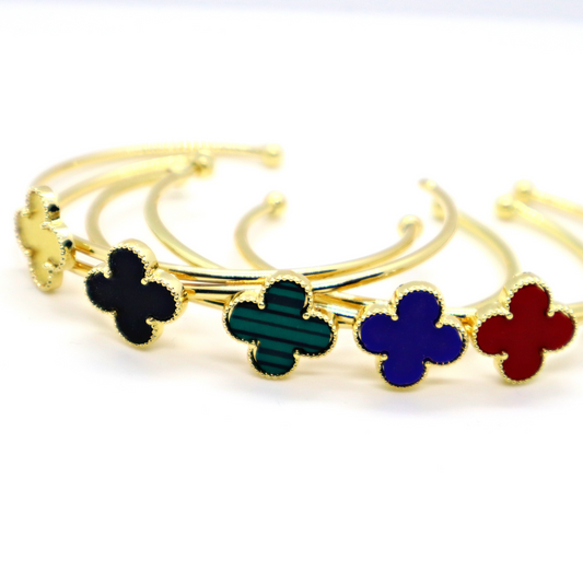 Clover Cleef Bangle, 18k Gold Plated