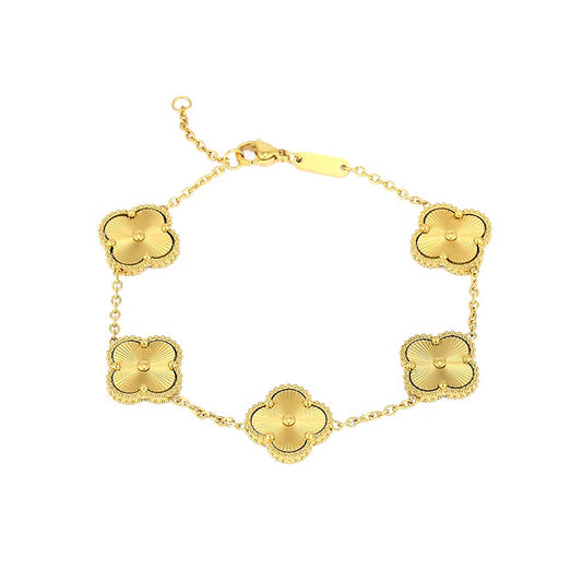 Gold Clover Cleef Bracelet, 18k Gold Plated