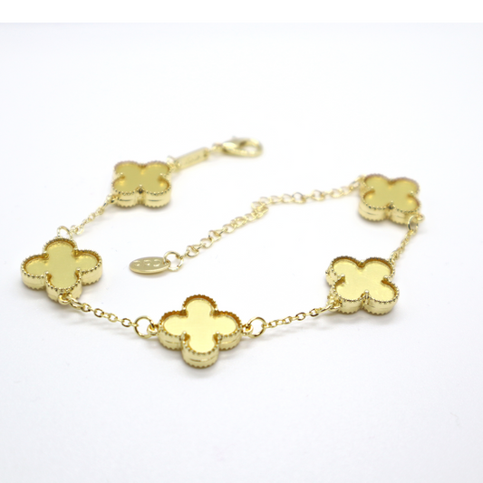 Yellow Gold Clover Cleef Bracelet, 18k Gold Plated