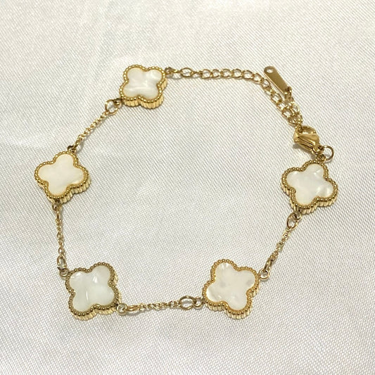 White Clover Bracelet,18k Gold Plated