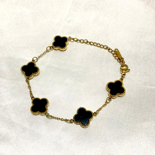 Black Clover Bracelet,18k Gold Plated